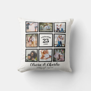 Parents Wedding Anniversary PHOTO Custom Branded   Throw Pillow