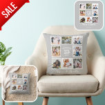 Parents Wedding Anniversary PHOTO Custom Branded   Throw Pillow<br><div class="desc">Modern photo collage with text gift for grandparent, parents, friends, family wedding anniversary! Add the number of years they've been married and commemorative keepsake text and photos of kids, grandkids, pets, holidays, the years they spent together as a married couple. Make this a wedding anniversary gift they will treasure for...</div>