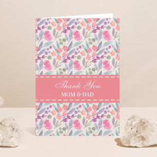 Parents Wedding Day Floral Thank You Card