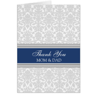 Parents Wedding Day Thank You Blue Gray Damask