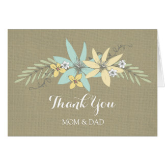 Parents Wedding Day Thank You Burlap Spring Floral Card