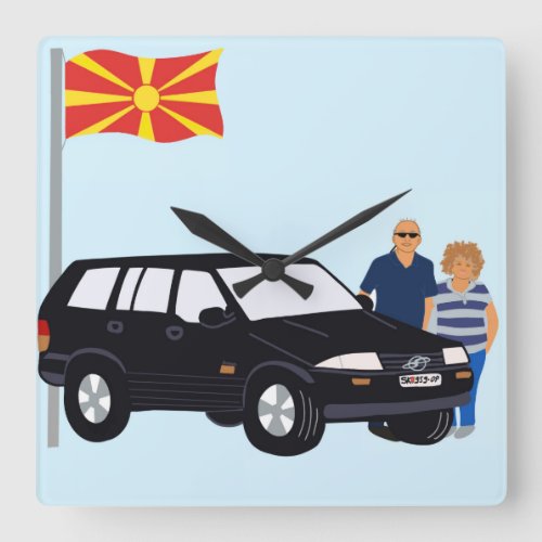 Parents with car clock