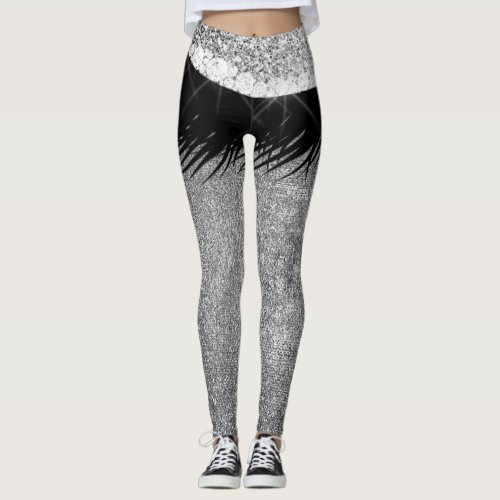 Parero Skirt Silver Glitter Sparkly Glam Black Leggings