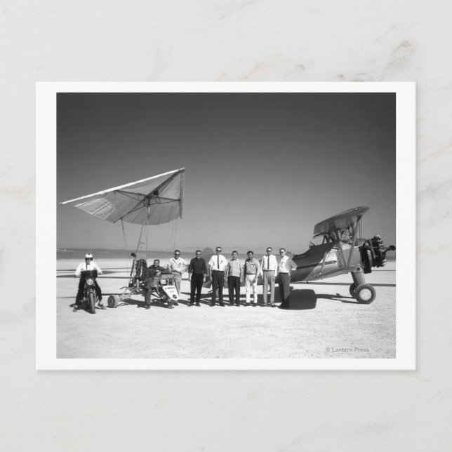 Paresev 1-A and Tow Plane with Crew and Pilot Postcard (Front)