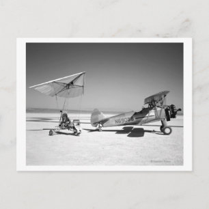 Paresev 1-A on Lakebed with Tow Plane Postcard
