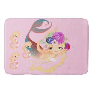 Parfait Pink Little Mermaid Bath Mat Baby Seahorse