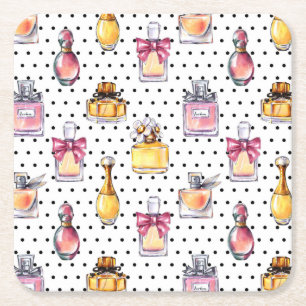 Parfum Bottle Pattern Square Paper Coaster
