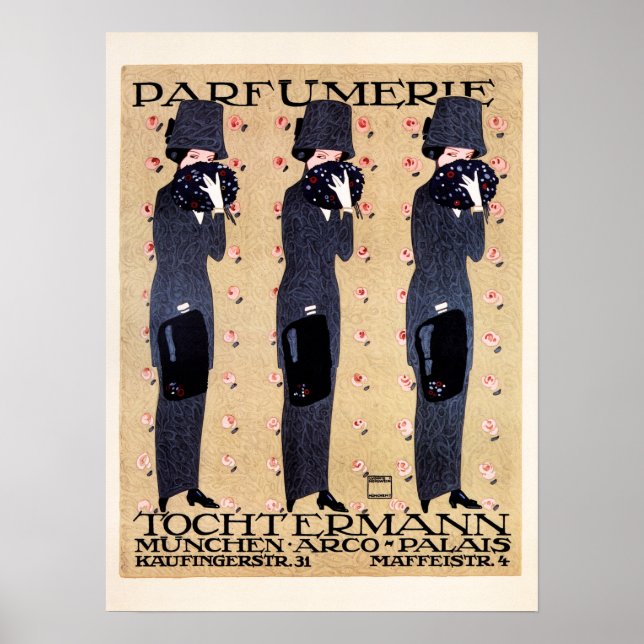 PARFUMERIE TOCHTERMANN Munich Ludwig Hohlwein Old Poster (Front)