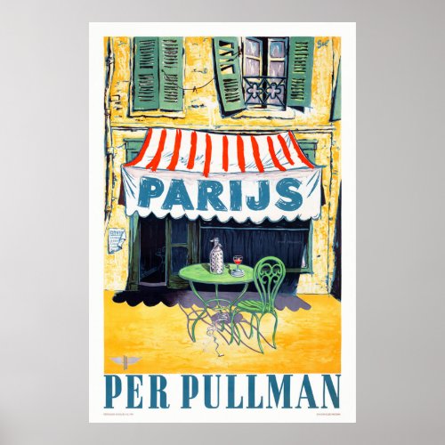 Parijs per Pullman Vintage Travel Poster