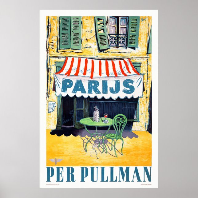 Parijs per Pullman Vintage Travel Poster (Front)