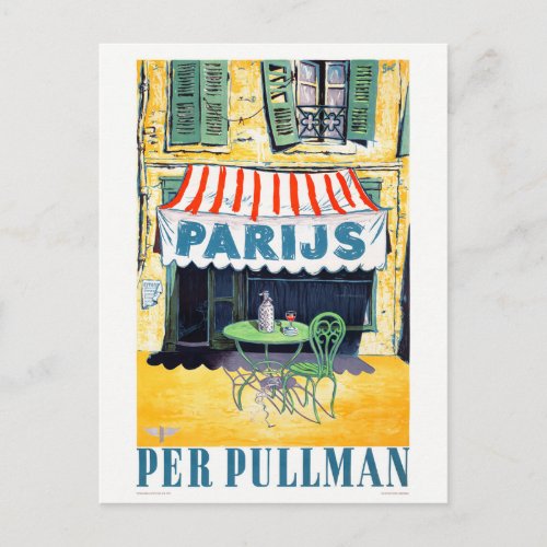 Parijs per Pullman Vintage Travel Poster Postcard