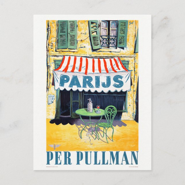Parijs per Pullman Vintage Travel Poster Postcard (Front)