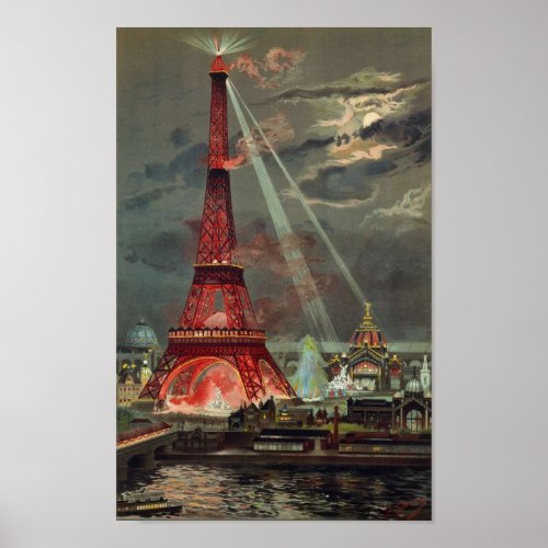 Paris 1889  Expostion Universelle Eiffel tower Poster