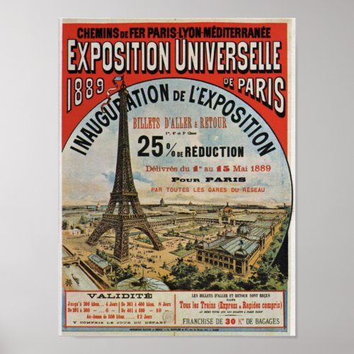 Paris 1889  Expostion Universelle Weltausstellung Poster
