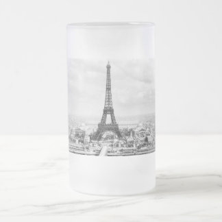 Paris 1889 frosted glass beer mug