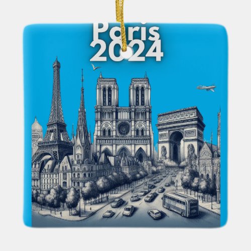 Paris 2024 soon ceramic ornament