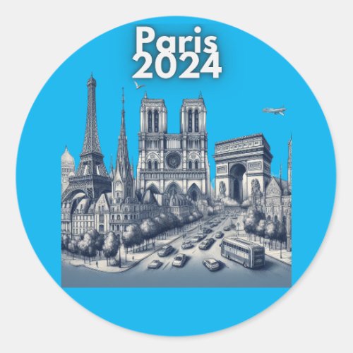 Paris 2024 soon classic round sticker