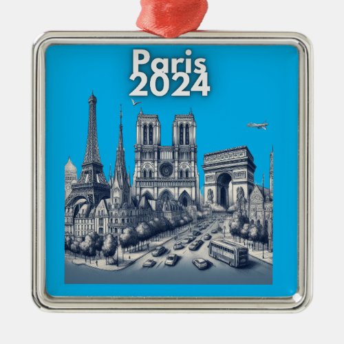 Paris 2024 soon metal ornament