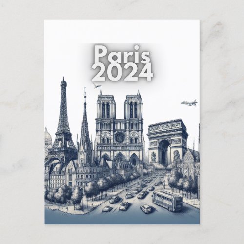 Paris 2024 soon postcard