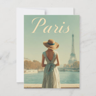 Paris 50s vintage travel postcard