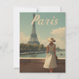 Paris 50s vintage travel postcard