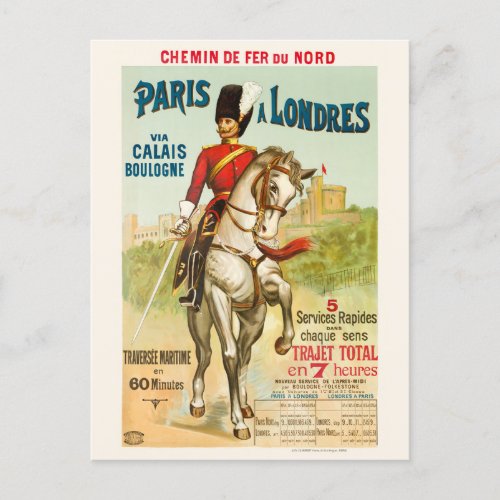 Paris  Londres Vintage Poster 1890s Postcard