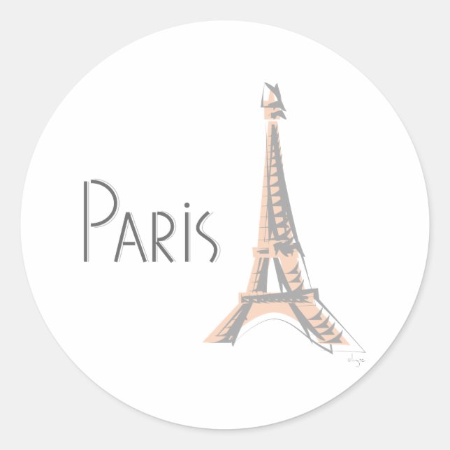 PARIS Abstract Grey Eiffel Tower Classic Round Sticker (Front)