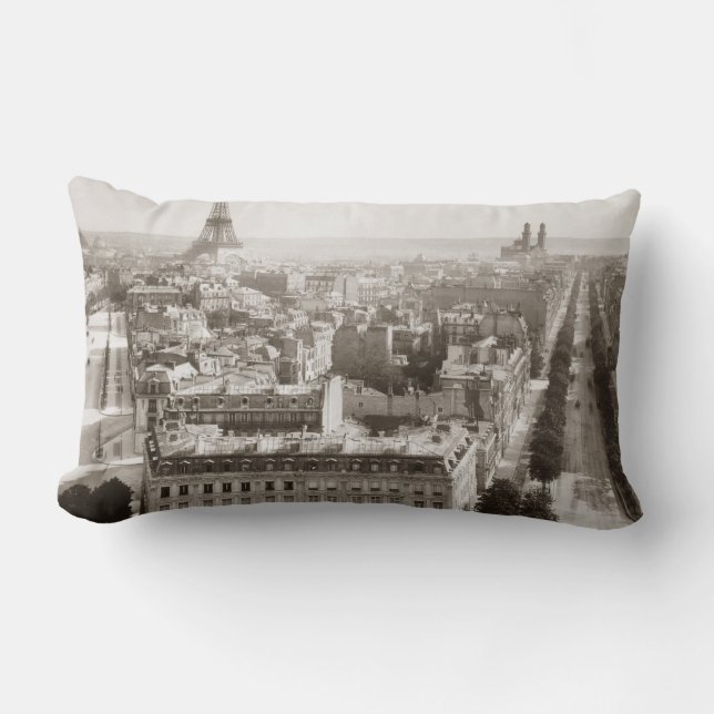 Paris: Aerial View, 1900 Lumbar Pillow (Front)