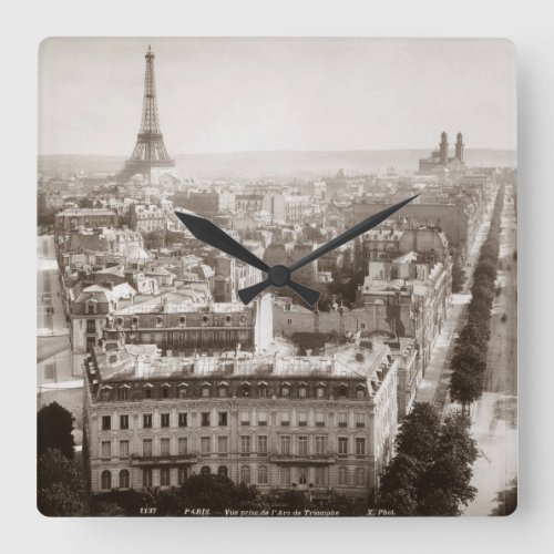 Paris Aerial View 1900 Square Wall Clock
