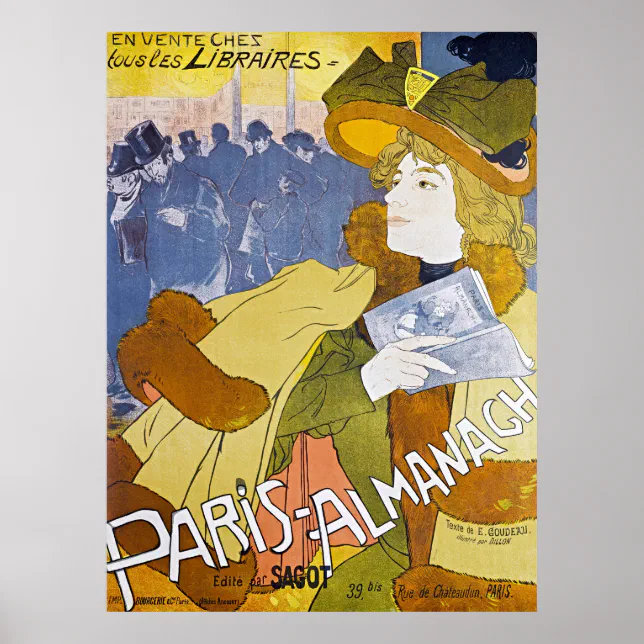 Paris Almanach ジョルジュ・ド・フール　パブミラー Paris Almanach by Georges de Feure - Vintage Poster | Zazzle