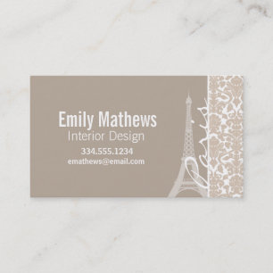 Paris; Almond Color Damask Pattern Business Card