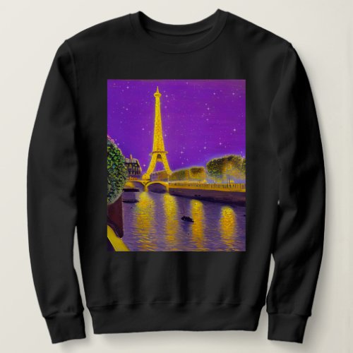Paris Along the Seine Under the Stars Sweatshirt