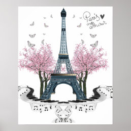 Paris Amour Pretty Eiffel Tower Poster