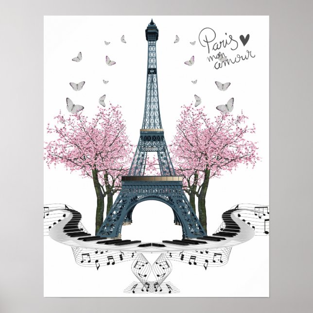 Paris Amour Pretty Eiffel Tower Poster (Front)