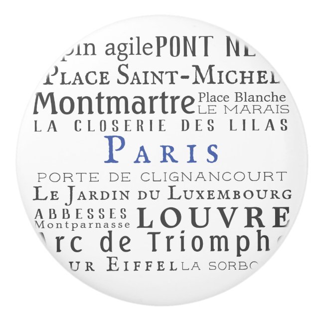 Paris and its landmarks ceramic knob (Front)