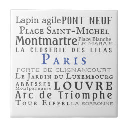 Paris and its landmarks ceramic tile