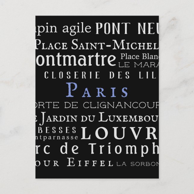 Paris and its landmarks postcard (Front)