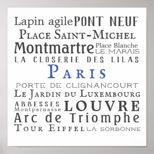 Paris and its landmarks poster