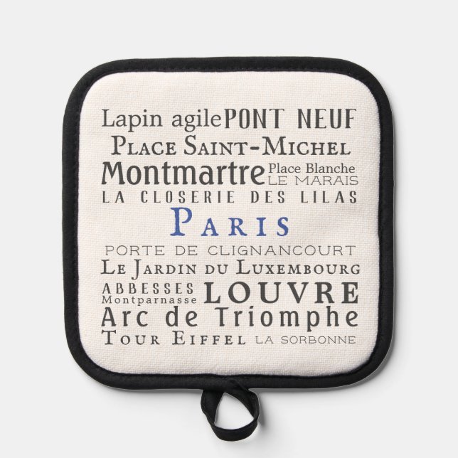 Paris and its landmarks pot holder (Front)