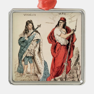 Paris and Versailles Glaring at Each Other, 1871 Metal Ornament