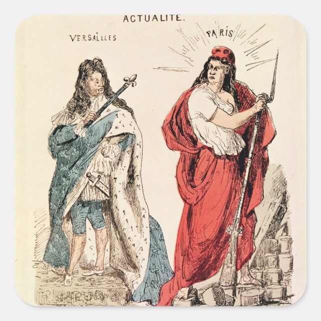 Paris and Versailles Glaring at Each Other, 1871 Square Sticker (Front)