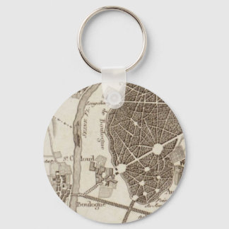 Paris Antique Map Keychain