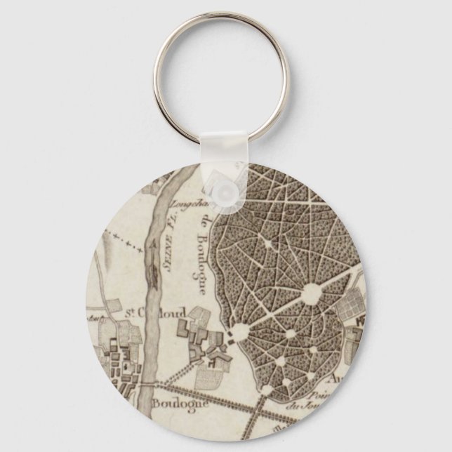 Paris Antique Map Keychain (Front)