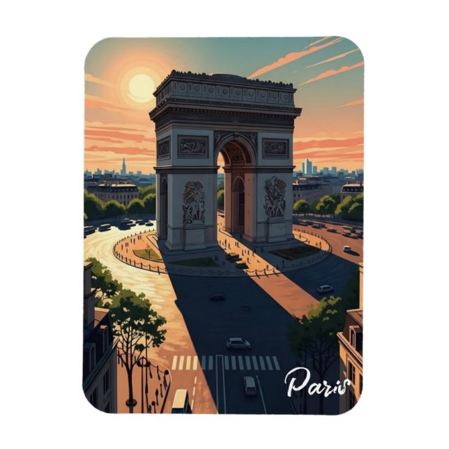 Paris Arc de Triomphe Postcard Magnet (Vertical)