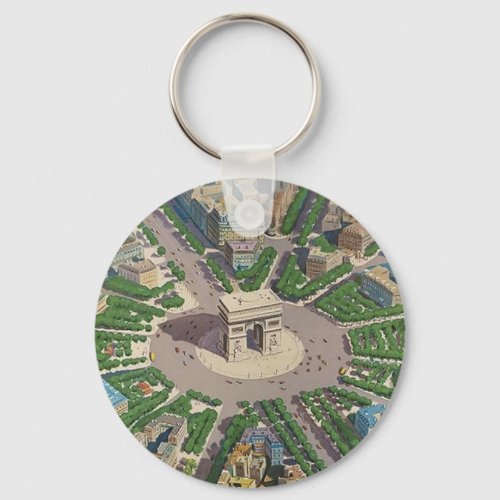 Paris Arc De Triomphe Vintage Travel Keychain