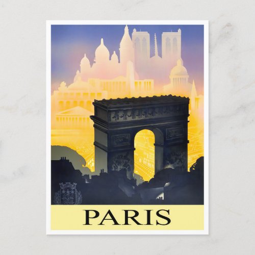 Paris Arc de Triomphe vintage travel Postcard