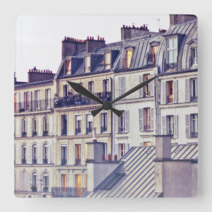 Paris Architecture   Roof Top Building Square Wall Clock