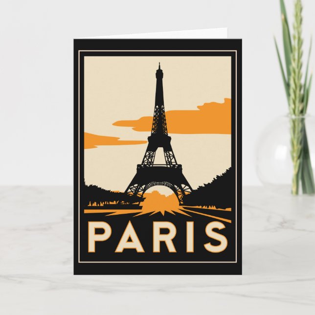 paris art deco retro travel poster card (Front)
