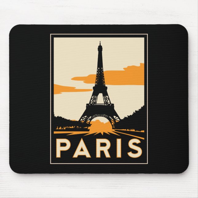 paris art deco retro travel poster mouse pad (Front)