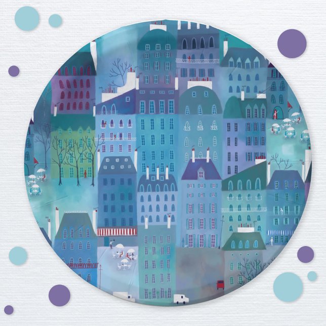Paris Art Paper Plates (Paris cityscape art paper plate)
